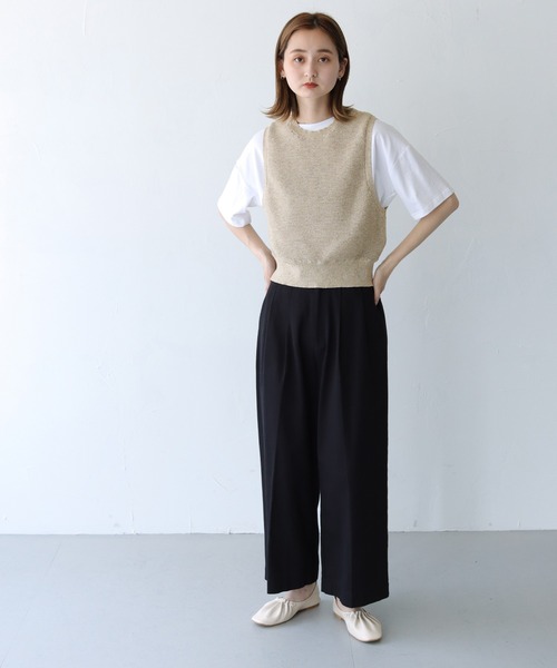 CLEIO(クレイオ)の「【CLEIO】リネンミックスノースリーブニット(ニット/セーター・レディース・ベージュ/グリーン/テラコッタ・FREE)」の5枚目の写真