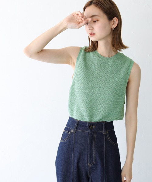 CLEIO(クレイオ)の「【CLEIO】リネンミックスノースリーブニット(ニット/セーター・レディース・ベージュ/グリーン/テラコッタ・FREE)」の12枚目の写真