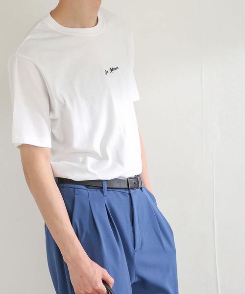 SENSE OF PLACE by URBAN RESEARCH（センスオブプレイスバイアーバンリサーチ）の「オーガニックコットンシシュウTシャツ(5分袖)（Tシャツ/カットソー・メンズ・ライトブルー/ホワイト/ブラック/グリーン・LARGE/MEDIUM）」の2枚目の写真