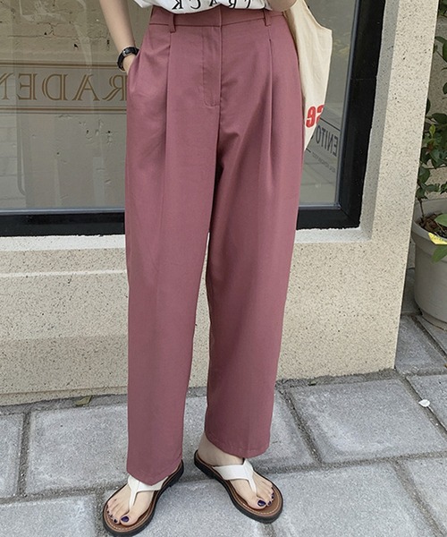 DAY CLOSET(デイ クローゼット)の「レディース タック入りストレートカラースラックス(スラックス・レディース・スモークピンク/ブラック/オフホワイト/カーキブラウン・M/L/S)」の4枚目の写真