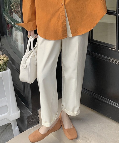 DAY CLOSET(デイ クローゼット)の「レディース タック入りストレートカラースラックス(スラックス・レディース・スモークピンク/ブラック/オフホワイト/カーキブラウン・M/L/S)」の20枚目の写真