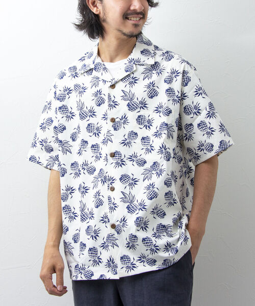 NOLLEY'S goodman(ノーリーズグッドマン)の「【Hilo Hattie/ヒロハッティ】Aloha Shirt Pineapplles アロハシャツ(シャツ/ブラウス・メンズ・ブルー系その他/ホワイト×ネイビー/グレー・M/L)」の2枚目の写真