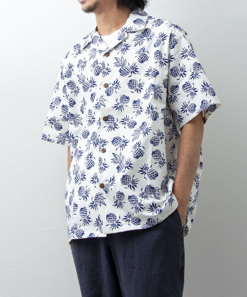 NOLLEY'S goodman(ノーリーズグッドマン)の「【Hilo Hattie/ヒロハッティ】Aloha Shirt Pineapplles アロハシャツ(シャツ/ブラウス・メンズ・ブルー系その他/ホワイト×ネイビー/グレー・M/L)」の6枚目の写真