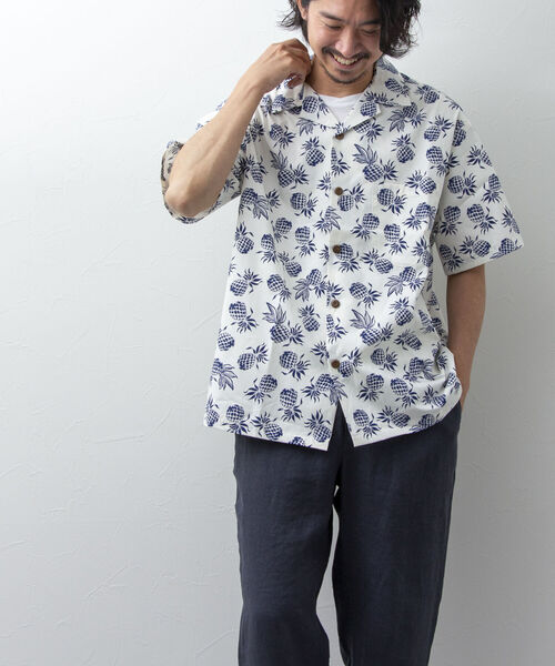 NOLLEY'S goodman(ノーリーズグッドマン)の「【Hilo Hattie/ヒロハッティ】Aloha Shirt Pineapplles アロハシャツ(シャツ/ブラウス・メンズ・ブルー系その他/ホワイト×ネイビー/グレー・M/L)」の19枚目の写真