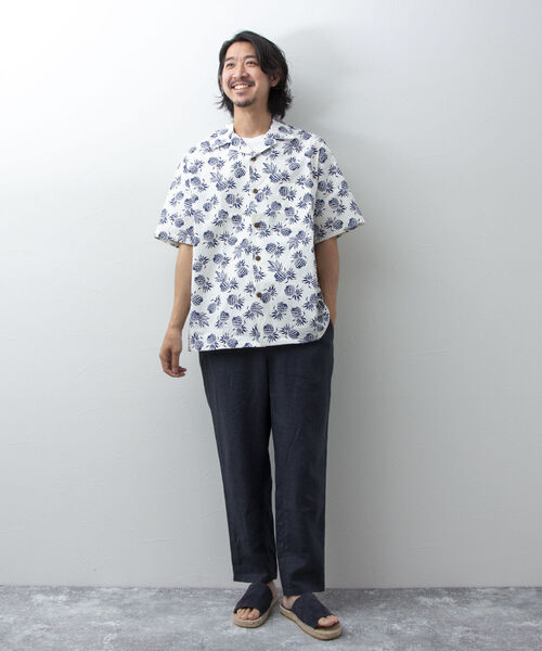 NOLLEY'S goodman(ノーリーズグッドマン)の「【Hilo Hattie/ヒロハッティ】Aloha Shirt Pineapplles アロハシャツ(シャツ/ブラウス・メンズ・ブルー系その他/ホワイト×ネイビー/グレー・M/L)」の9枚目の写真