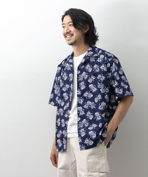 NOLLEY'S goodman(ノーリーズグッドマン)の「【Hilo Hattie/ヒロハッティ】Aloha Shirt Pineapplles アロハシャツ(シャツ/ブラウス・メンズ・ブルー系その他/ホワイト×ネイビー/グレー・M/L)」の13枚目の写真