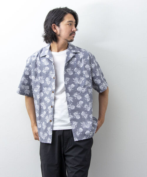 NOLLEY'S goodman(ノーリーズグッドマン)の「【Hilo Hattie/ヒロハッティ】Aloha Shirt Pineapplles アロハシャツ(シャツ/ブラウス・メンズ・ブルー系その他/ホワイト×ネイビー/グレー・M/L)」の7枚目の写真