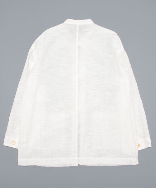 yuni(ユニ )の「Slub Cotton/Nylon ribon shirt jacket(ノーカラージャケット・レディース・ホワイト/ブラック/ピンクベージュ・FREE)」の17枚目の写真