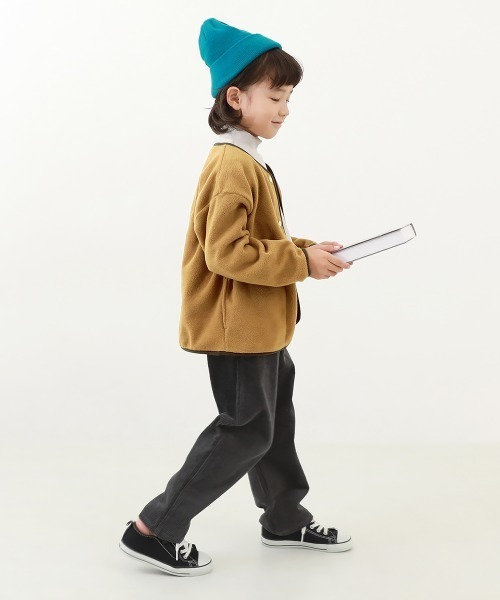 devirock（デビロック）の「エアリーフリース カーディガン（カーディガン/ボレロ・キッズ・カーキ/ライトブラウン/ピンクベージュ/スミクロ/サックスブルー系・110cm/100cm/120cm/130cm/140cm/150cm/160cm）」の10枚目の写真