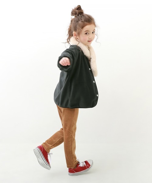 devirock（デビロック）の「エアリーフリース カーディガン（カーディガン/ボレロ・キッズ・カーキ/ライトブラウン/ピンクベージュ/スミクロ/サックスブルー系・110cm/100cm/120cm/130cm/140cm/150cm/160cm）」の11枚目の写真