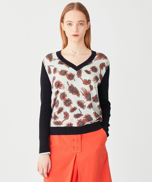 ポールスミス　デジタルデイジープリントコンビ長袖ニット Paul Smith（ポールスミス）の「【洗える】デジタルデイジー プリント