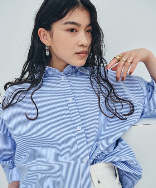 HANNE(アン)の「オーバーサイズハーフシャツ(シャツ/ブラウス・レディース・ホワイト/ブラック/ブルー・フリー/FREE)」の17枚目の写真