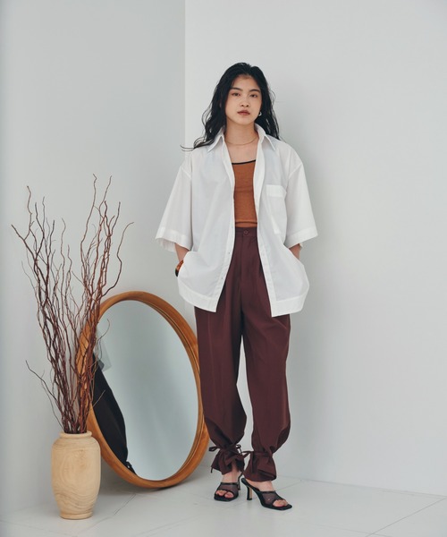 HANNE(アン)の「オーバーサイズハーフシャツ(シャツ/ブラウス・レディース・ホワイト/ブラック/ブルー・フリー/FREE)」の9枚目の写真