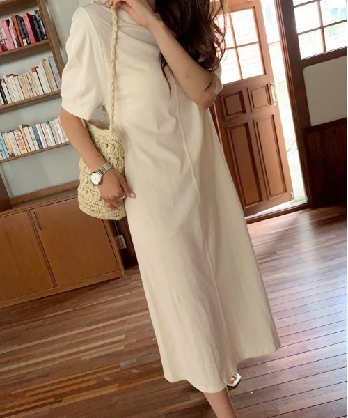 NANING9（ナンニング）の「NANING9 フロント切替ロングワンピ（ワンピース・レディース・グリーン/クリーム/ブラック・FREE）」の6枚目の写真