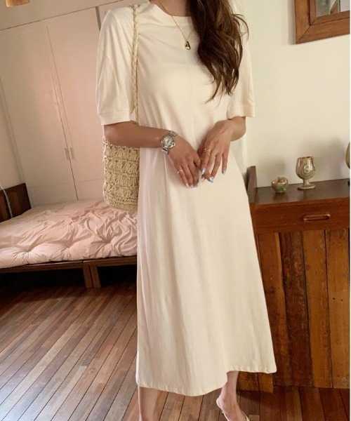 NANING9（ナンニング）の「NANING9 フロント切替ロングワンピ（ワンピース・レディース・グリーン/クリーム/ブラック・FREE）」の7枚目の写真