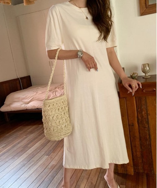 NANING9（ナンニング）の「NANING9 フロント切替ロングワンピ（ワンピース・レディース・グリーン/クリーム/ブラック・FREE）」の8枚目の写真