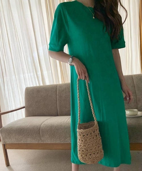 NANING9（ナンニング）の「NANING9 フロント切替ロングワンピ（ワンピース・レディース・グリーン/クリーム/ブラック・FREE）」の10枚目の写真