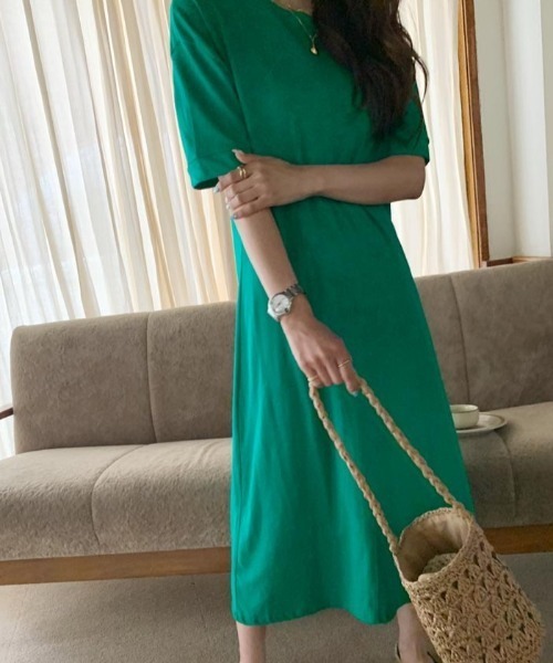 NANING9（ナンニング）の「NANING9 フロント切替ロングワンピ（ワンピース・レディース・グリーン/クリーム/ブラック・FREE）」の9枚目の写真