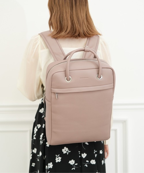 MERCURYDUO（マーキュリーデュオ）の「【MERCURYDUO/マーキュリーデュオ】 メタル アイレット スクエアリュック（バックパック/リュック・レディース・ブラック/ダークブラウン/ベージュ/アイボリー/スモークピンク/ネイビー/ベージュ系その他・FREE）」の7枚目の写真