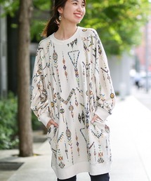 インディアンプリントスウェットワンピース