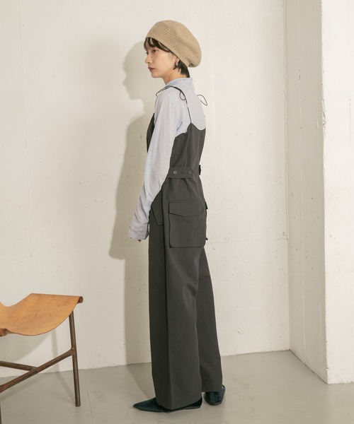 KBF(ケイビーエフ)の「ドローコードサロペット(サロペット/オーバーオール・レディース・ネイビー/ライトベージュ・ONE)」の3枚目の写真