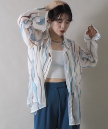 Bloom Closet | シアーウェーブストライプLSシャツ(シャツ/ブラウス)