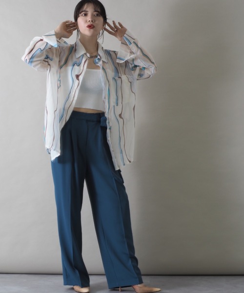Bloom Closet（ブルームクローゼット）の「シアーウェーブストライプLSシャツ（シャツ/ブラウス・レディース・ホワイト・MEDIUM/LARGE）」の7枚目の写真
