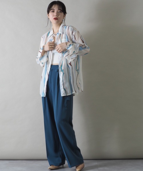 Bloom Closet（ブルームクローゼット）の「シアーウェーブストライプLSシャツ（シャツ/ブラウス・レディース・ホワイト・MEDIUM/LARGE）」の8枚目の写真