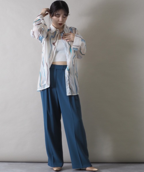 Bloom Closet（ブルームクローゼット）の「シアーウェーブストライプLSシャツ（シャツ/ブラウス・レディース・ホワイト・MEDIUM/LARGE）」の6枚目の写真