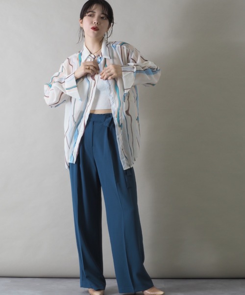 Bloom Closet（ブルームクローゼット）の「シアーウェーブストライプLSシャツ（シャツ/ブラウス・レディース・ホワイト・MEDIUM/LARGE）」の9枚目の写真