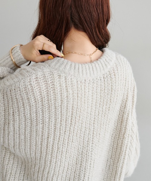 DISCOAT（ディスコート）の「【前後2WAY】畦プルオーバー（ニット/セーター・レディース・ネイビー/サックスブルー/ピンク/オレンジ/グリーン/ホワイト系その他・FREE）」の18枚目の写真