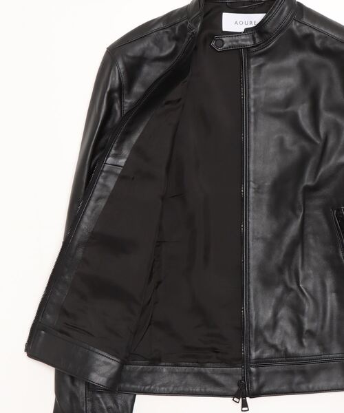 AOURE（アウール）の「シングルレザーライダース（ライダースジャケット・メンズ・ブラック・LARGE/X-LARGE/MEDIUM/SMALL）」の3枚目の写真