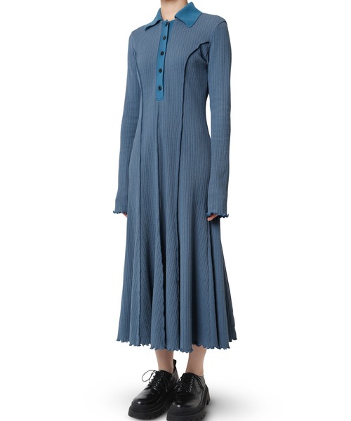 LE CIEL BLEU(ルシェルブルー)の「リブポロドレス / Rib Polo Dress(ワンピース・レディース・ブルー/ブラック・36)」の16枚目の写真