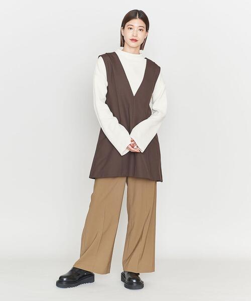 ASTRAET(アストラット)の「<ASTRAET>PE/W/PU プレーン ワイドパンツ(スラックス・レディース・ブラック/ブラウン・0/1)」の8枚目の写真