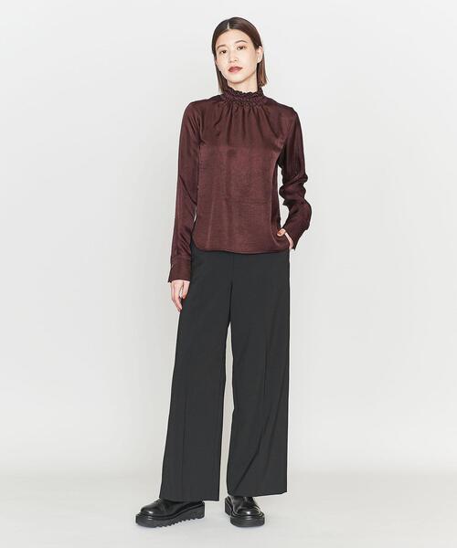 ASTRAET(アストラット)の「<ASTRAET>PE/W/PU プレーン ワイドパンツ(スラックス・レディース・ブラック/ブラウン・0/1)」の10枚目の写真