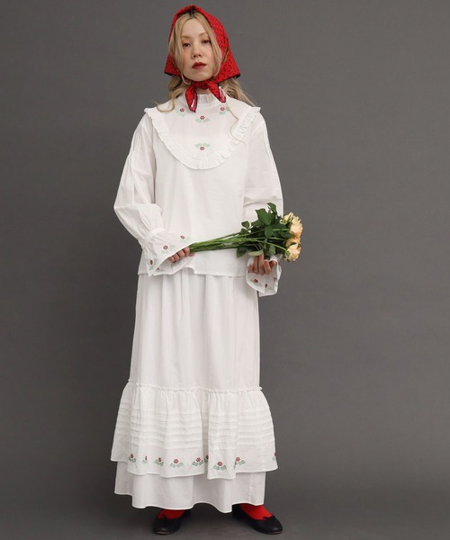 peu pres（プープレ）の「ホーリー刺繍スカート（スカート・レディース・ホワイト/ブラック・FREE）」の10枚目の写真