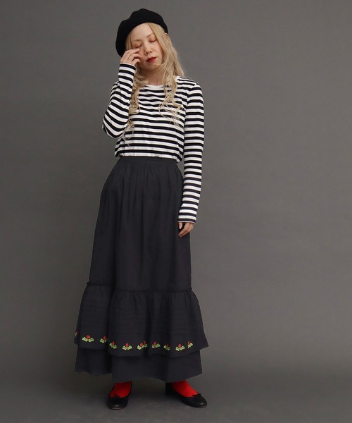 peu pres（プープレ）の「ホーリー刺繍スカート（スカート・レディース・ホワイト/ブラック・FREE）」の6枚目の写真