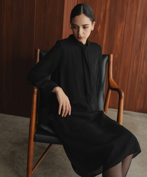 Callarus Black Formal(カラルスブラックフォーマル)の「喪服・礼服|日本製生地|洗える|防しわ(イージーケア)|ワンピース|スタンドカラー|きれいめ|フロントファスナー|<Callarus>(スーツセット・レディース・ブラック・LL/3L/4L/5L/L/6L/8L/M/S)」の20枚目の写真