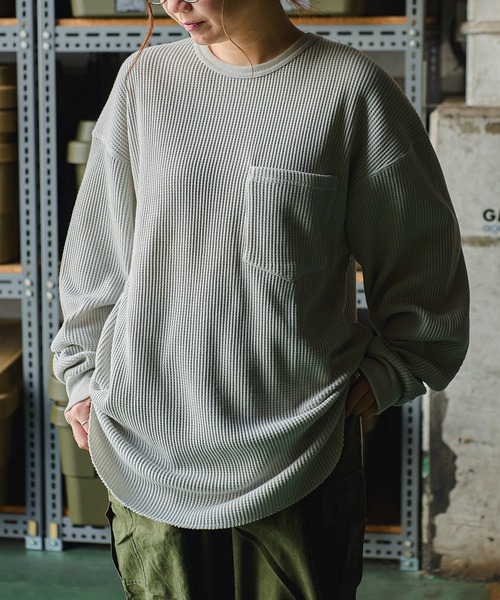 GORDON MILLER(ゴードンミラー)の「GORDON MILLER(ゴードンミラー) T/Cワッフルイージーフィットクルー 010(Tシャツ/カットソー・メンズ・ライトグレー/ブラック・M/L)」の16枚目の写真