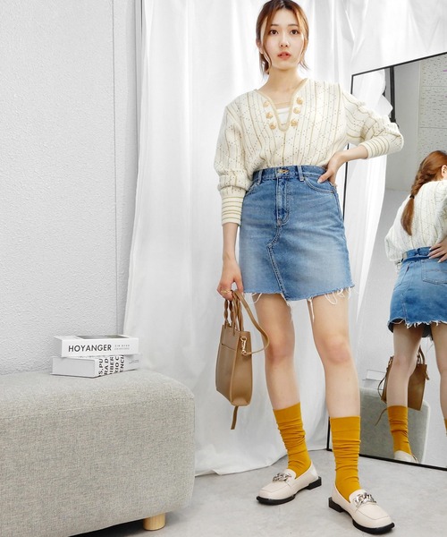 minia（ミニア）の「ビッグチェーンスクエアトゥローファー　◆（ローファー・レディース・アイボリー/ブラック・S/M/L/LL）」の17枚目の写真