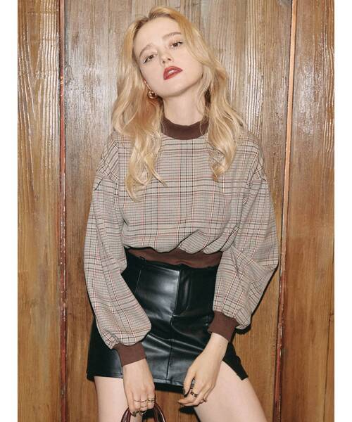 EVRIS（エヴリス）の「チェックリブドッキングブラウス（シャツ/ブラウス・レディース・ブラック/ブラウン・FREE）」の15枚目の写真