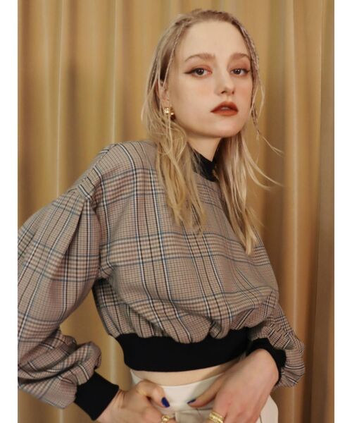 EVRIS（エヴリス）の「チェックリブドッキングブラウス（シャツ/ブラウス・レディース・ブラック/ブラウン・FREE）」の12枚目の写真