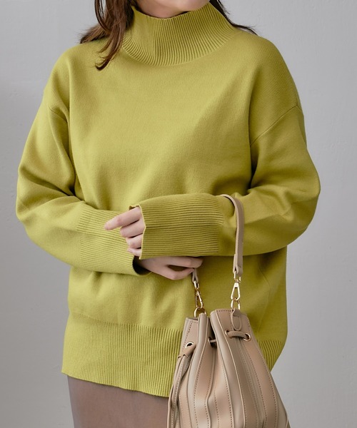 Lui's（ルイス）の「【カタログ掲載アイテム】ダブルジャガードハイネックニット（ニット/セーター・レディース・パープル/オフホワイト/ブラック/グリーン系その他・FREE）」の3枚目の写真