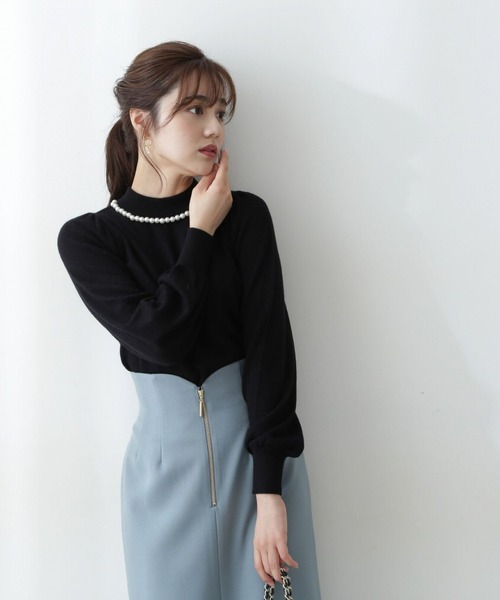 PROPORTION BODY DRESSING（プロポーションボディドレッシング）の「パールネックニット / 1212270030（ニット/セーター・レディース・ブラック/グレー/ピンク系その他・SMALL/MEDIUM）」の5枚目の写真