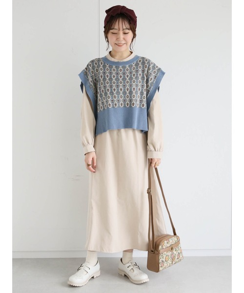ehka sopo(エヘカソポ)の「【Maison SAJOU】ジャカードベスト(ベスト・レディース・サックスブルー/グリーン/ベージュ・フリ-)」の10枚目の写真
