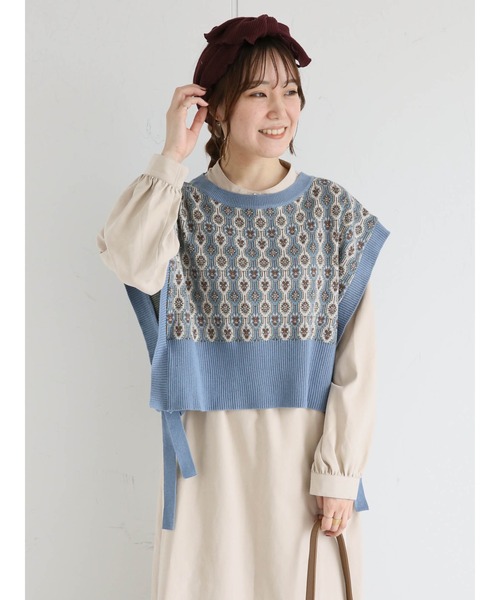 ehka sopo(エヘカソポ)の「【Maison SAJOU】ジャカードベスト(ベスト・レディース・サックスブルー/グリーン/ベージュ・フリ-)」の13枚目の写真