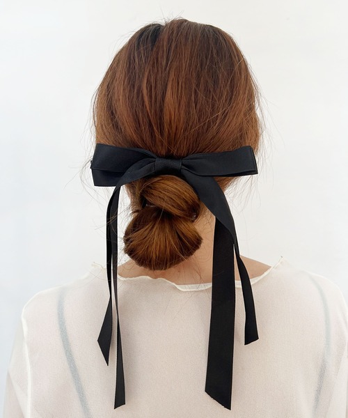 セール】ロング ダブルリボン バレッタ（バレッタ/ヘアクリップ