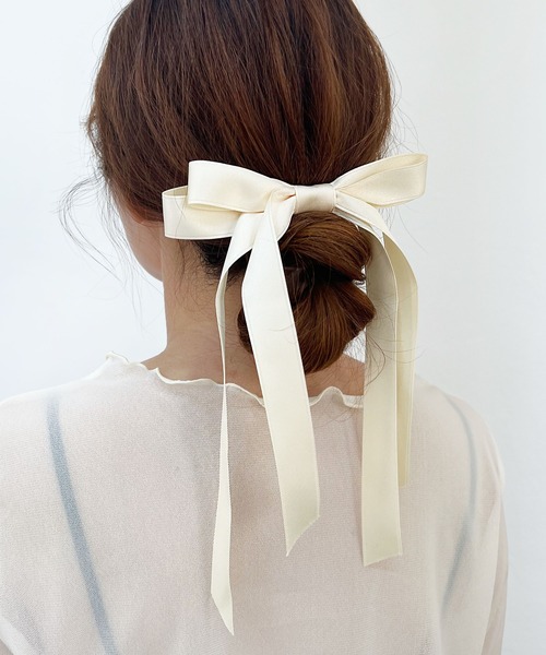 セール】ロング ダブルリボン バレッタ（バレッタ/ヘアクリップ