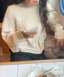 ♪シャギー切替ゆるニット