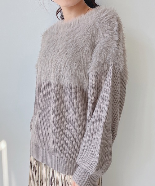 AS KNOW AS plus（アズノゥアズプラス）の「♪シャギー切替ゆるニット（ニット/セーター・レディース・ブルー/グリーン/アイボリー/グレイッシュベージュ/マスタード/ブルーグレー/グレー系/ブルー系/ブルー系その他/ボルドー・FREE）」の13枚目の写真